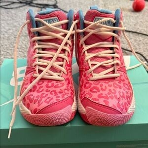 Pink Leopard Print High-Top Sneakers